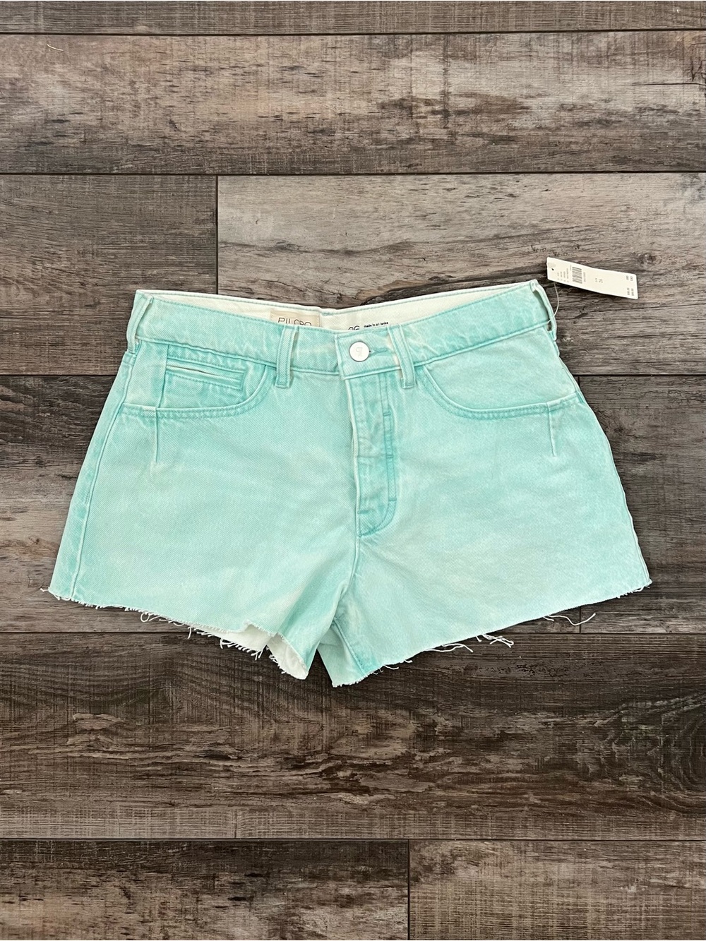 Anthropologie The Devon Denim Shorts by Pilcro: Spray Color Edition in Mint - Picture 6 of 8